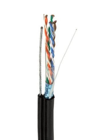 Кабель для компьютерных сетей CADENA FTP4-CAT5e (24AWG) медный с тросом, внешний, черный, 305 м